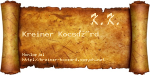 Kreiner Kocsárd névjegykártya